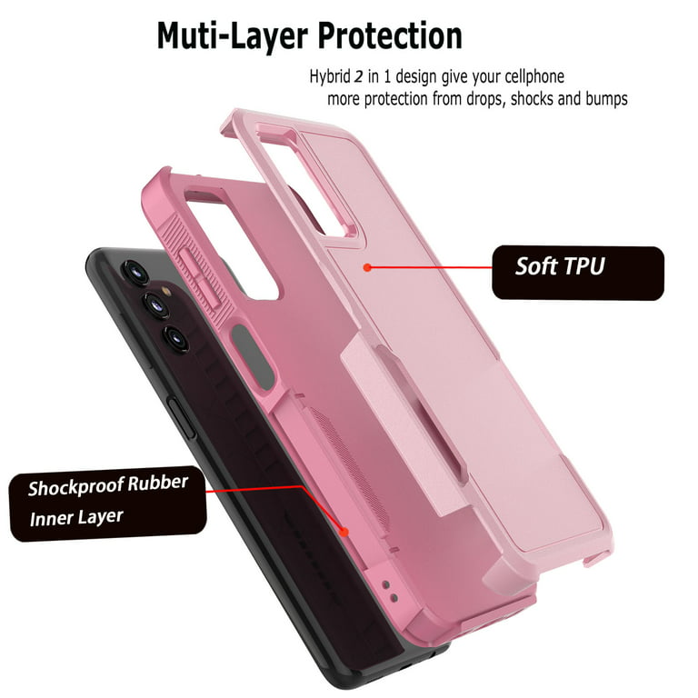 For Samsung Galaxy A14 5G Case ,Sturdy Phone Case for Galaxy 14 5G 6.6 inch  ,Takfox Shockproof Protection Heavy Duty Armor Hard Plastic & Rubber Rugged  Bumper 2-in-1 Case Cover ( Rose