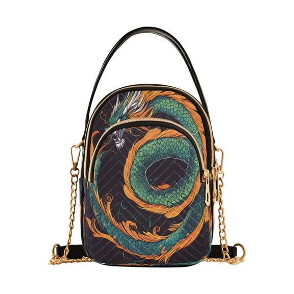 ALAZA Chain Crossbody Bags for Women Dragon Pattern Shoulder Handbag Phone Purse