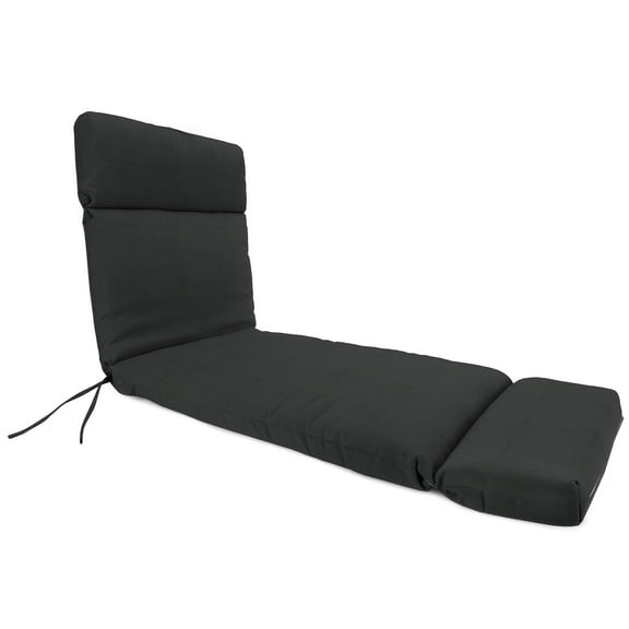 Jordan Manufacturing 75.5" x 22" Canvas Charcoal Solid Rectangular Outdoor Chaise Lounge Cushion with Ties