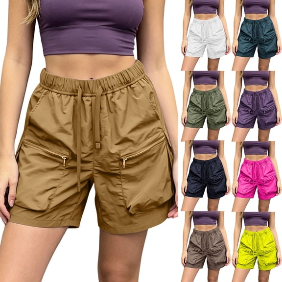 Dxzfnsa Women's Hiking Cargo Shorts with Pockets Lightweight Quick Dry Outdoor Running Athletic Short Summer Travel Loose M-4XL