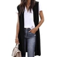thumbnail image 1 of Women's Sleeveless Open Front Pocket Causal Lightweight Kimono Cardigan Coat, 1 of 6