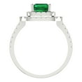 thumbnail image 4 of 2.62 ctw with Simulated Diamond Halo Accents Anniversary Ring for Women | Emerald Cut Simulated Emerald | Hyperallergenic Solid 18K White Gold, 4 of 5