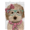 thumbnail image 2 of Fab Funky 20x24 Black Ornate Wood Framed with Double Matting Museum Art Print Titled - Labradoodle, Cream, with Glasses and Scarf, 2 of 4
