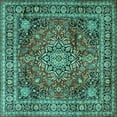 thumbnail image 1 of Ahgly Company Machine Washable Indoor Square Medallion Turquoise Blue Traditional Area Rugs, 3' Square, 1 of 4