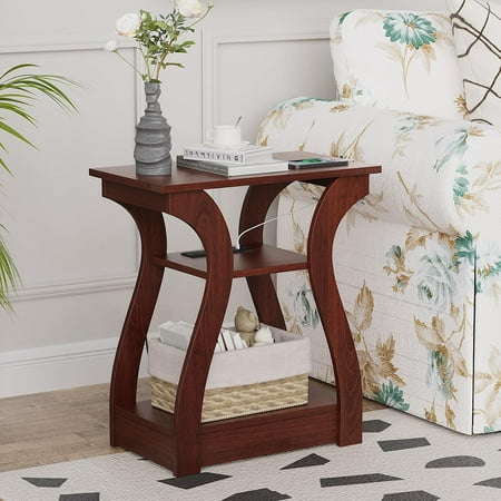 End Table Set of with Charging Station Side Table with Ports and Outlets Nightstand End Table with Storage Shelf for Living Room Bedroom