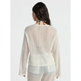 thumbnail image 3 of No Boundaries High-Low Crochet Swim Coverup with Long Sleeves, Women's, 3 of 4