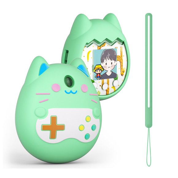 DEBGFS Virtual Pets Game Machine Cover Silicone Protection Case for Tamagotchi Pix,Green