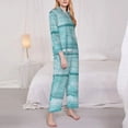 thumbnail image 2 of Bingfone Womens Pajama Sets Teal Turquoise Wood Print,Long Sleeve Loungewear Pajamas Set-Large, 2 of 8