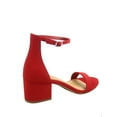 thumbnail image 2 of Women's Weekend Low Chunky Block Heel Open Toe Ankle Strap Dress Sandal Shoes Red 7.5, 2 of 2