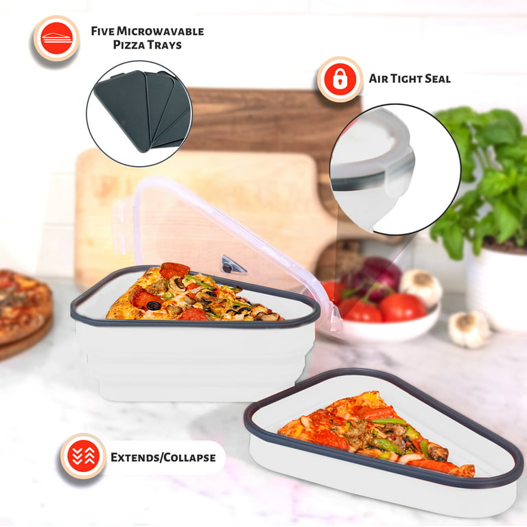 Reusable Pizza Storage Container With 5 Microwavable Serving Trays