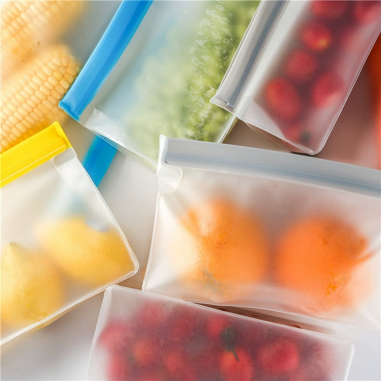 Zip Top Reusable Silicone Storage Bags Keep Food Fresh Longer in the Fridge