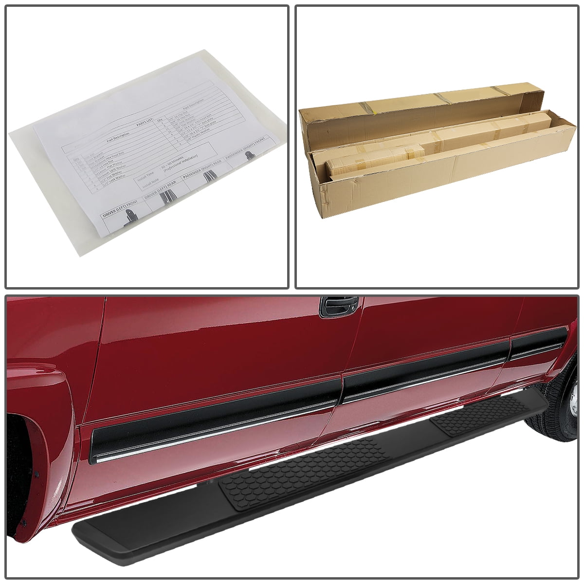 DNA Motoring 5.5" Black Side Step Nerf Bars Running Boards for 2009-2022 Dodge Ram Quad Cab