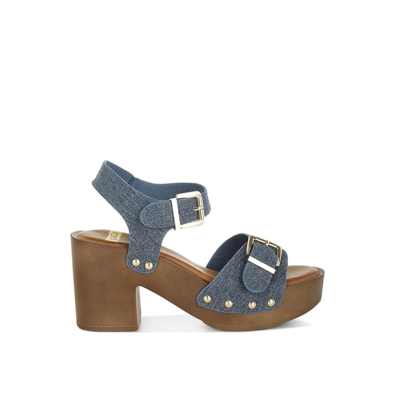 Vipasa Studded Denim Clog Sandals