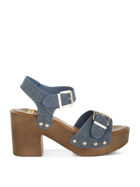 Vipasa Studded Denim Clog Sandals