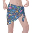 thumbnail image 3 of KLL Sea Fish Print Women's Sarong Coverups Short Bathing Suit Wrap Skirt Beach Wrap Swimsuit Cover Ups, 3 of 6