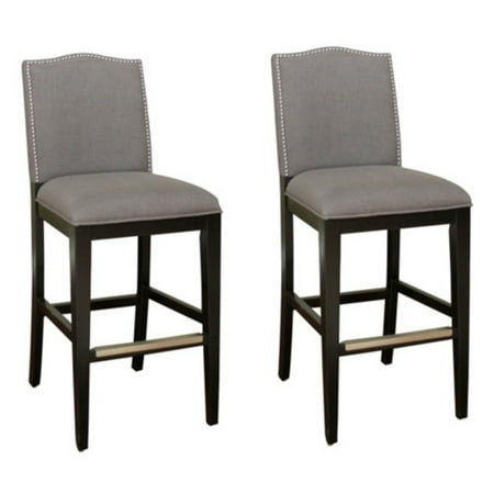 AHB Chase Counter Stool - Black with Smoke Linen Upholstery - Set of 2