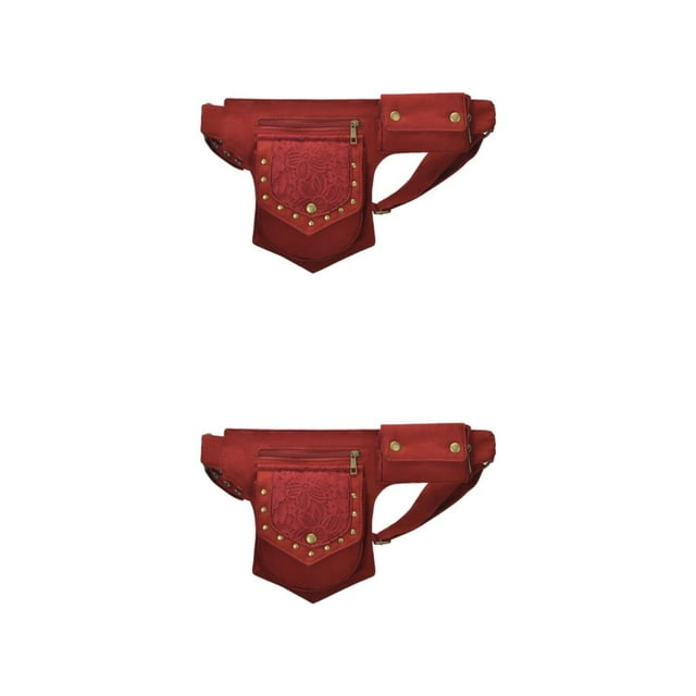 QualitChoice Ceinture Utilitaire Steampunk Fonctionnelle Rivets Organiser les Essentiels avec Style et Plusieurs Couleurs Rouge 2Ensemble