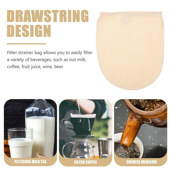 WHAMVOX Reusable Cotton Mesh Bag Nut Milk Bag Cloth Strainer Fine Mesh Cheesecloth Reusable Strainer Bags for Almond Oat Soy Milk Cold Brew Coffee Filter Bag