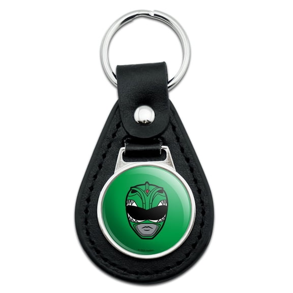 Power Rangers Green Ranger Helmet Black Leather Keychain