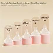 Gulicola Natural Glass Baby Bottle for Breastfeeding, Wide Neck with Slow Flow Nipple, 1 Months+, 5 oz, 2 Pack - White