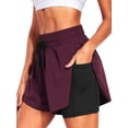 thumbnail image 6 of NELEUS Womens Plus Size Athletic Workout Shorts 2 in 1 High Waist for Running Casual Short with Pockets,Wine Red,US Size 2XL, 6 of 9