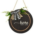 thumbnail image 2 of GeBuSn 30cm/11.81in Wooden Welcome Sign Round Garden Hanging Plaque With Greenery Design 30cm(12") Front Door Home Wall Hanging For Porch Patio & Indoor Use (A), 2 of 4