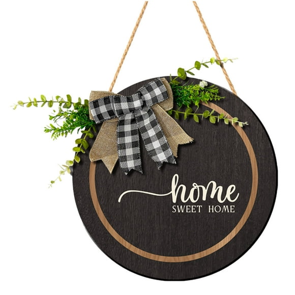 Panneau de Bienvenue en Bois Rond pour Jardin avec Design de Verdure 30cm(12 Pouces) Porte d'Entrée Mur de Maison pour Porche Patio & Usage Intérieur