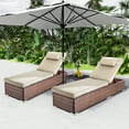 thumbnail image 5 of Wiilayok Outdoor Chaise Lounge Set of 2,Rattan Wicker Chaise Lounge with Adjustable Backrest, Outdoor Reclining Chairs for Garden Pool Backyard Deck,Beige, 5 of 8