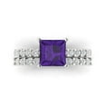 thumbnail image 2 of Clara Pucci 18K White Gold 2.63 Natural Amethyst Engraveable Engagement Ring + Wedding Band Set, 2 of 7