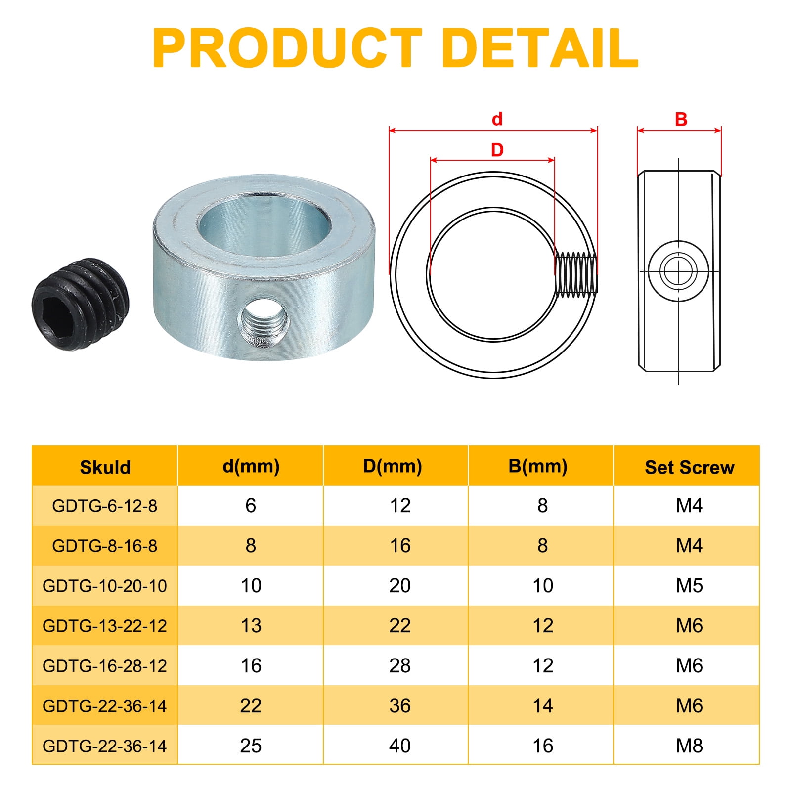 Uxcell Bore 5/16" Shaft Collar 5/8" OD 5/16" Width,Land Gear Stopper Wheel Collar with M4 Set Screw/Wrench,Silver 8Pcs