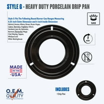 Range Kleen Style G, Round Drip Pan Black Porcelain, 8.25 inch, Single Pack