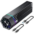 thumbnail image 1 of Btafrte RGB 10Gbps M2 NVME PCIe a USB3.1 Gen2 Tipo-C Estuche SSD externo con ventilador refrigeración, 1 of 9