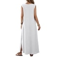 thumbnail image 5 of ClodeEU Women's V Neck Sleeveless Maxi Dress with Side Split,Casual Loose Summer Flowy Tank Dress White,Women's Plus M, 5 of 7