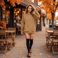 thumbnail image 6 of Crewneck Sweatshirts Women Casual Lightweight Fall Fashion Pullover Tops Oversized y2k Clothes Khaki XL, 6 of 9