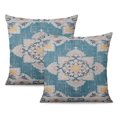 thumbnail image 1 of Set of 2 Green 18x18 inch Boho Pillow Cases - Monaco Rug Carpet Inspired Cushion Covers, 1 of 7