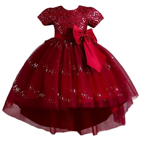 

WUDATI Summer Holiday dress Toddler Kids Girl Dress Summer Sleeveless Bowknot Flower Princess Dress Catwalk Performance Dress Fashionable Cute Soft Breathable Flexible and Skin Friendly