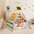 thumbnail image 4 of Costway Kids Teepee Tent with Machine Washable Flags & Door Curtains Detachable Chalkboard, 4 of 10