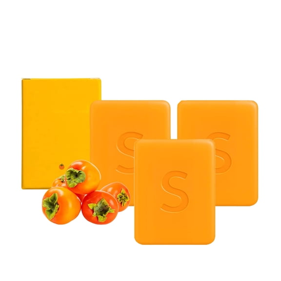 ONLYEOR Persimmon Soap Bar for Body Odor Control, 3 Bars Natural Persimmon Bar Soap for Old People Smell, Purifying Deodorizing Odor Eliminator for Women & Men