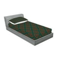 thumbnail image 2 of Ambesonne Ethnic Fitted Sheet & Pillow Sham Set, Retro Shape, Twin, Coral Teal Black, 2 of 2