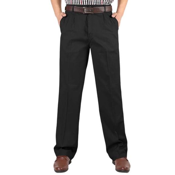 Sevevn Men's Dress Pants Solid Pleated Straight Leg Cotton With Slant Pockets Multi Scene Business Casual Bottoms
