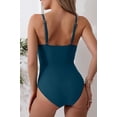 thumbnail image 4 of Minjewel Women's Sexy Pleated One-Piece Swimsuits, Slimming Adjustable Straps & Tummy Control with Ruffled Detail for Beach & Pool,Dark Green 2XL, 4 of 4