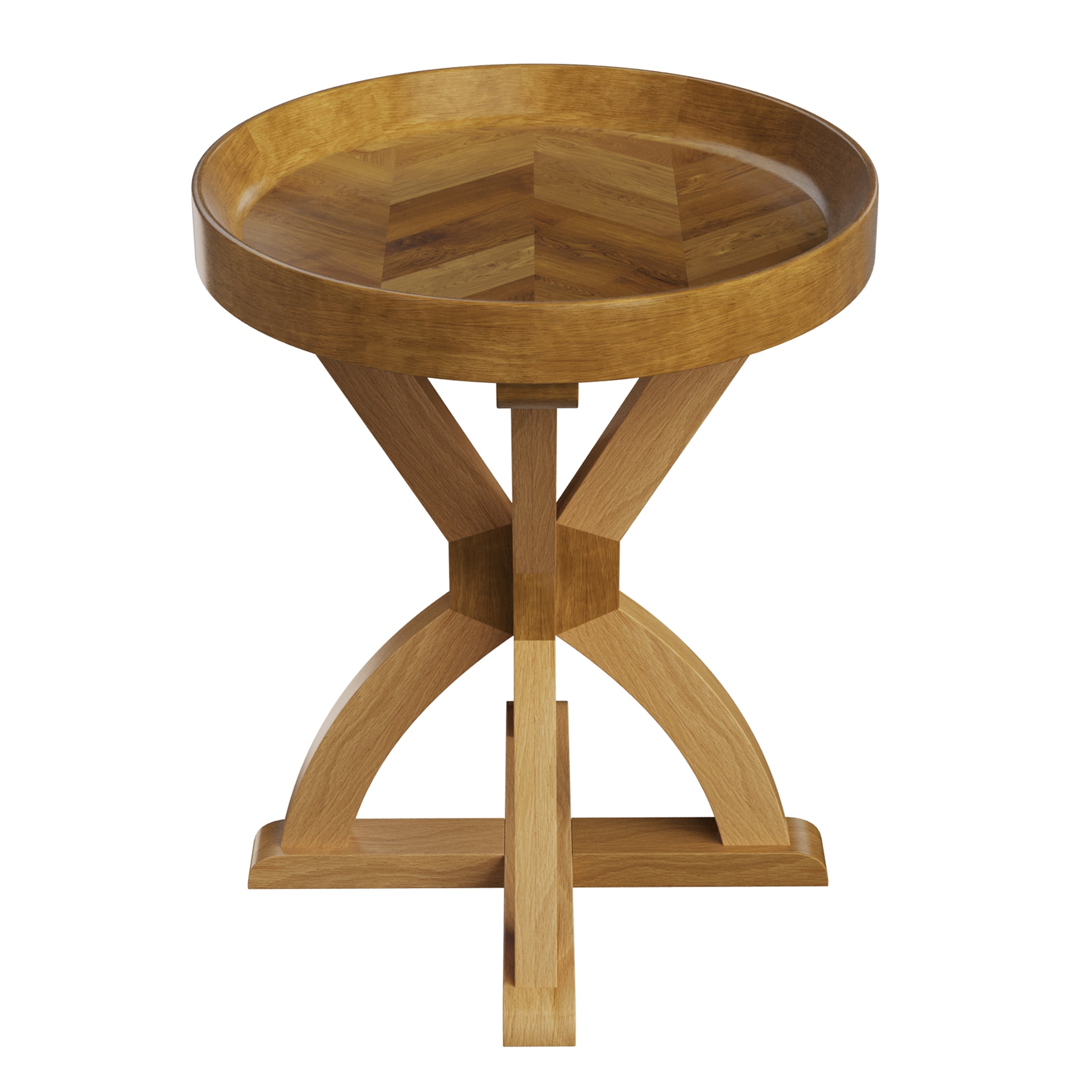 Lavish Home - Mango Wood Round Pedestal Side Table for Couch, Entryway, or Bed (Natural with Light Stain)