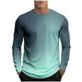 thumbnail image 2 of DAFPZW Gradient T-Shirts for Men Long Sleeve Basic Casual Shirts Fall Ombre Color Crewneck Pullover Tee Trendy Athletic Tops, 2 of 5