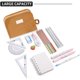 thumbnail image 5 of Estuche de lona de gran capacidad para lápices, bolsa de almacenamiento grande, soporte para bolígrafos, bolsa de papelería sencilla, color caqui, 5 of 6