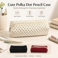 thumbnail image 2 of Polka Dot Pencil Case, Y2K Large Capacity Pencils Case, Vintage Pen Pencil Pouch Makeup Pouchs Cute Supplies, Wine, 2 of 9