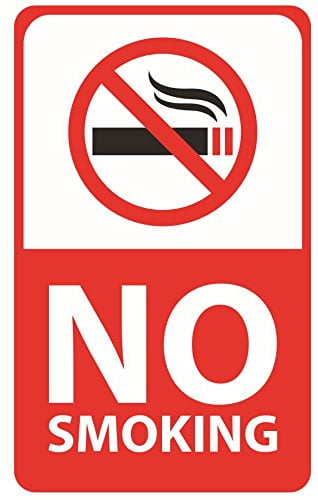 1 x No Smoking Sticker-Health & Safety Warning Sign-External Smoke Text Version 