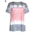 thumbnail image 3 of PULLIMORE Womens Casual Tie Dye Summer T-Shirt Colorblock Crew Neck Short Sleeve Tunic Tops Boho Loose Blouse (L, Gray）, 3 of 8