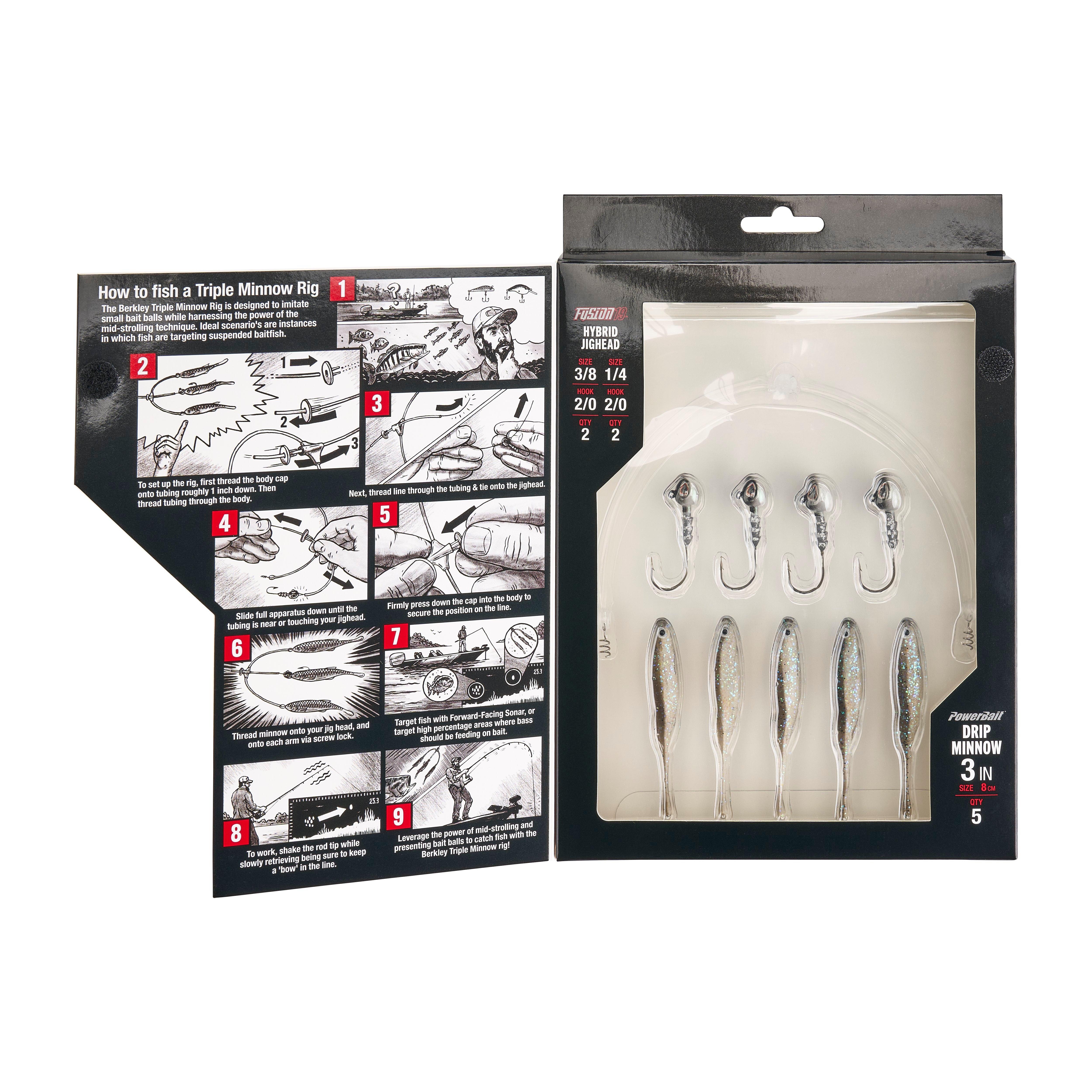 Berkley Triple Minnow Rig Kit, 3in, Electric Shad