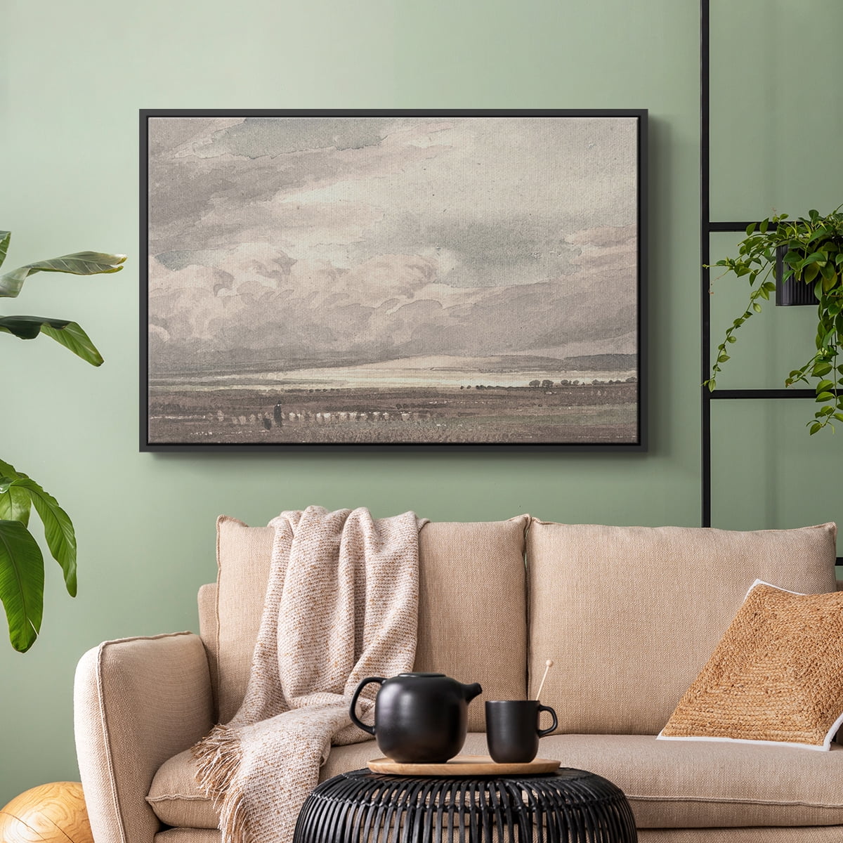 Vintage Landscape-MVII By Wexford Home Framed in Black Wood Gallery Wrapped Canvas 27 in. x 41 in.