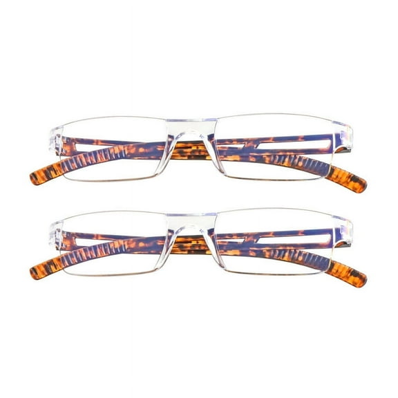 LAMBBAA 2 Pack Blue Light Filter Reading Glasses, Anti Glare Lightweight Computer Screen Readers for Men and Women(Tortoise, 4.25)
